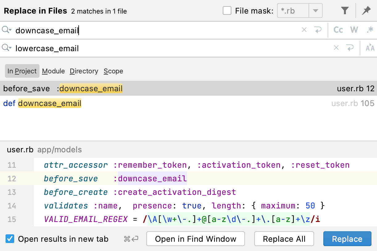 Replace in path dialog Replace in path dialog