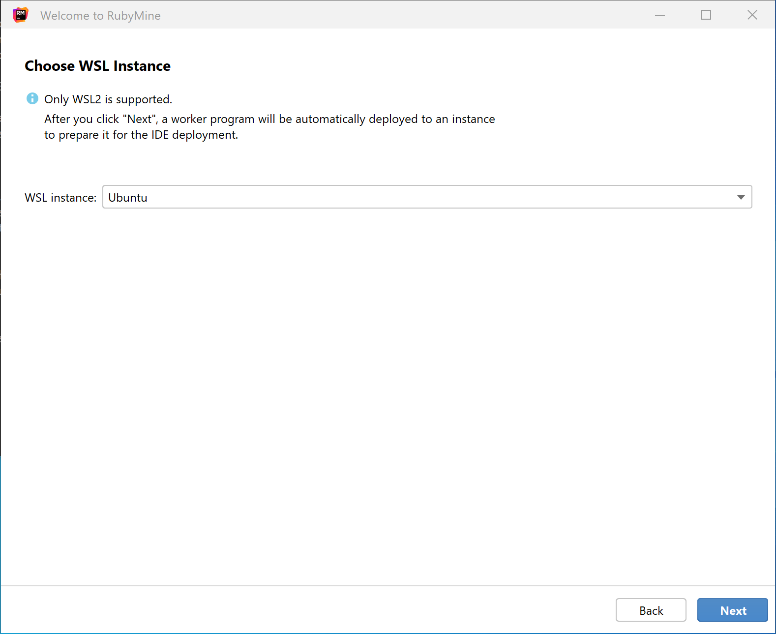 Choose WSL instance Choose WSL instance