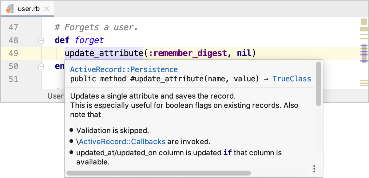 Quick Documentation popup Quick Documentation popup
