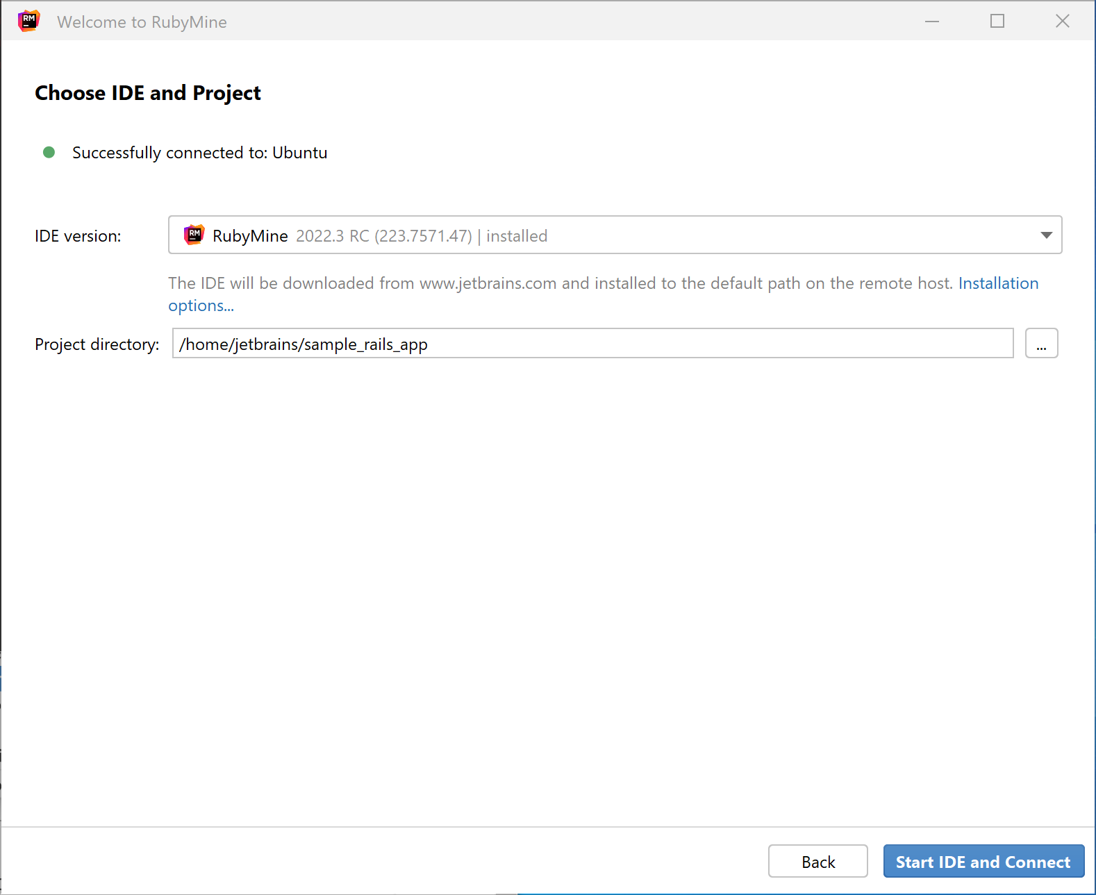 Choose the IDE version and a project Choose the IDE version and a project
