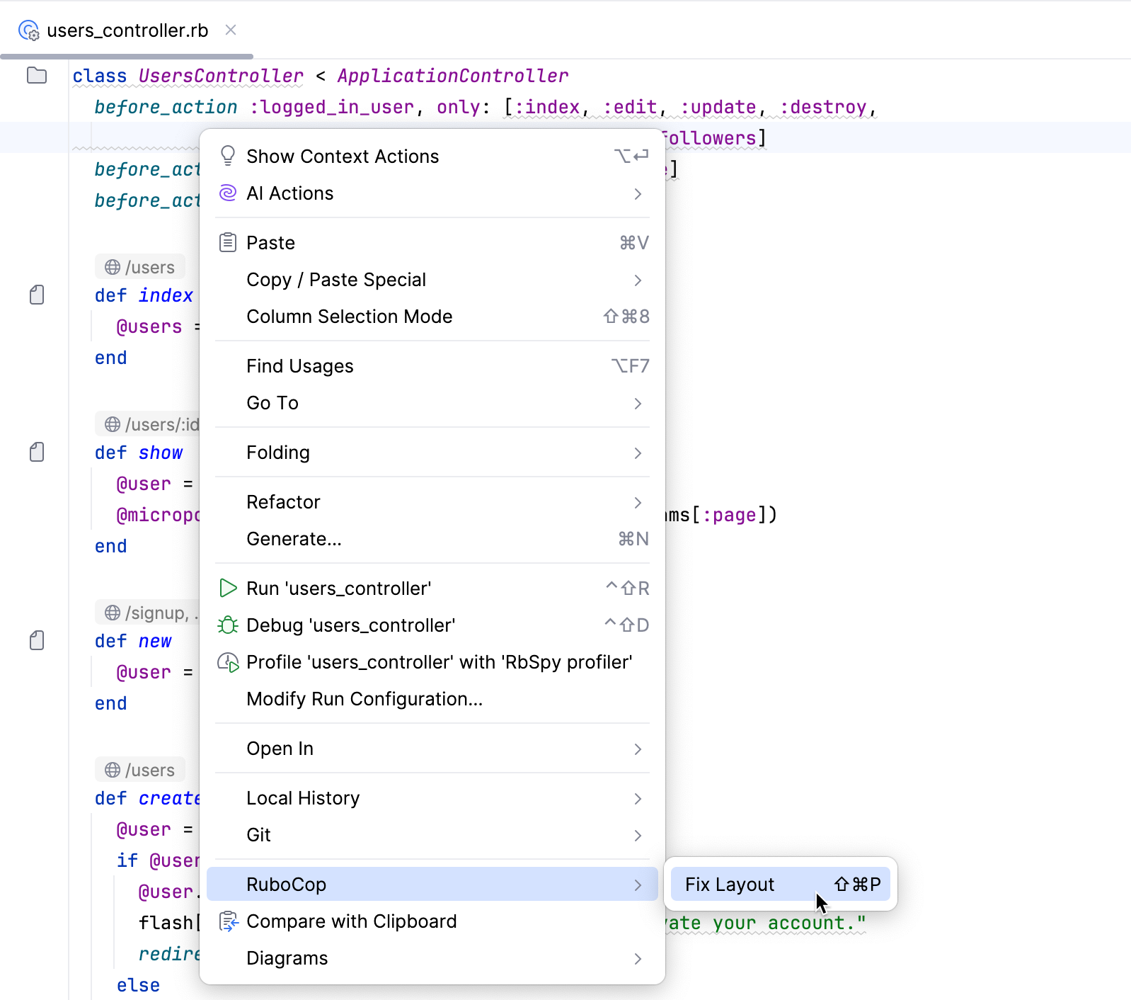 Run custom action Run custom action