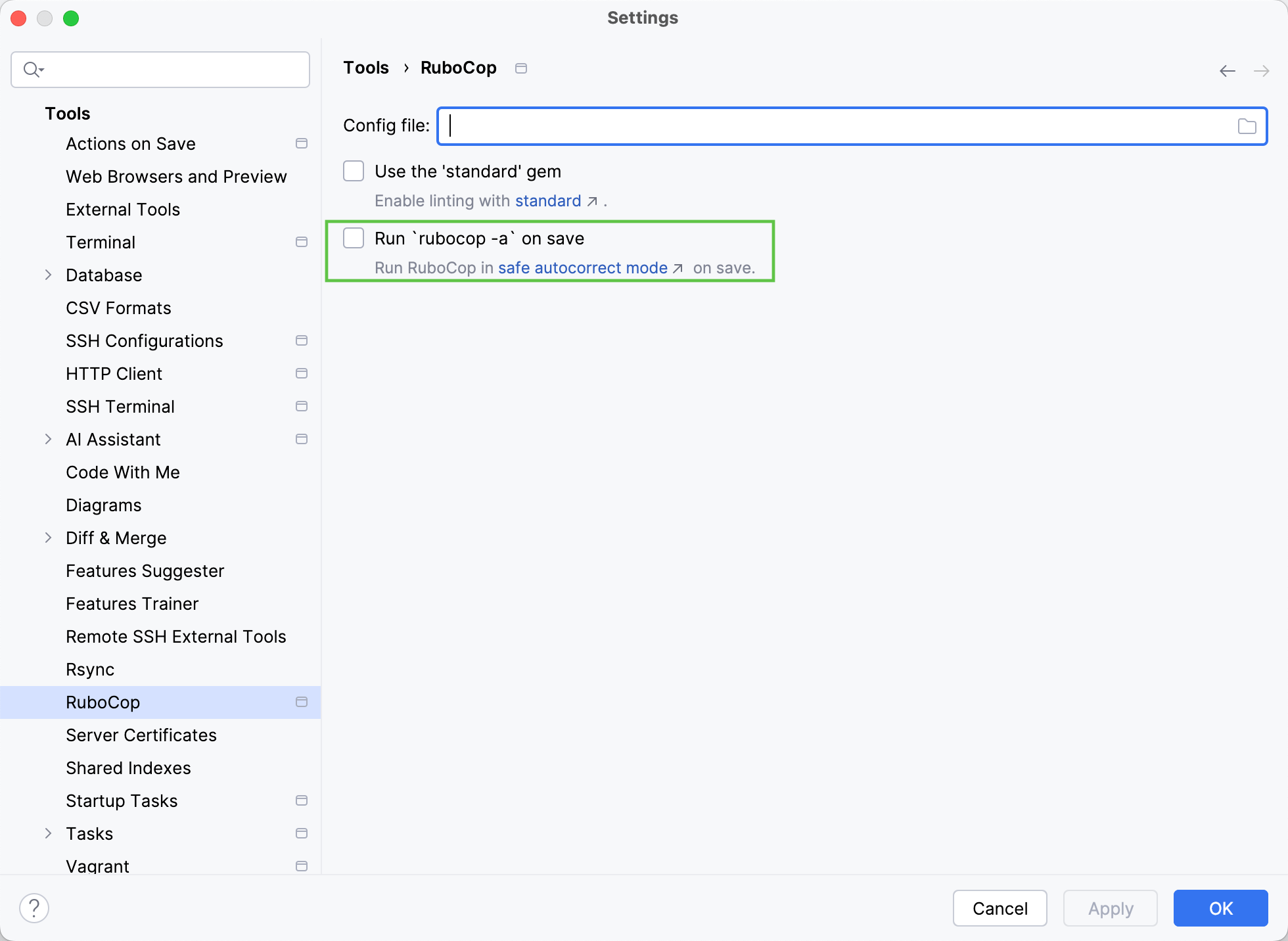 Run RuboCop on save Run RuboCop on save