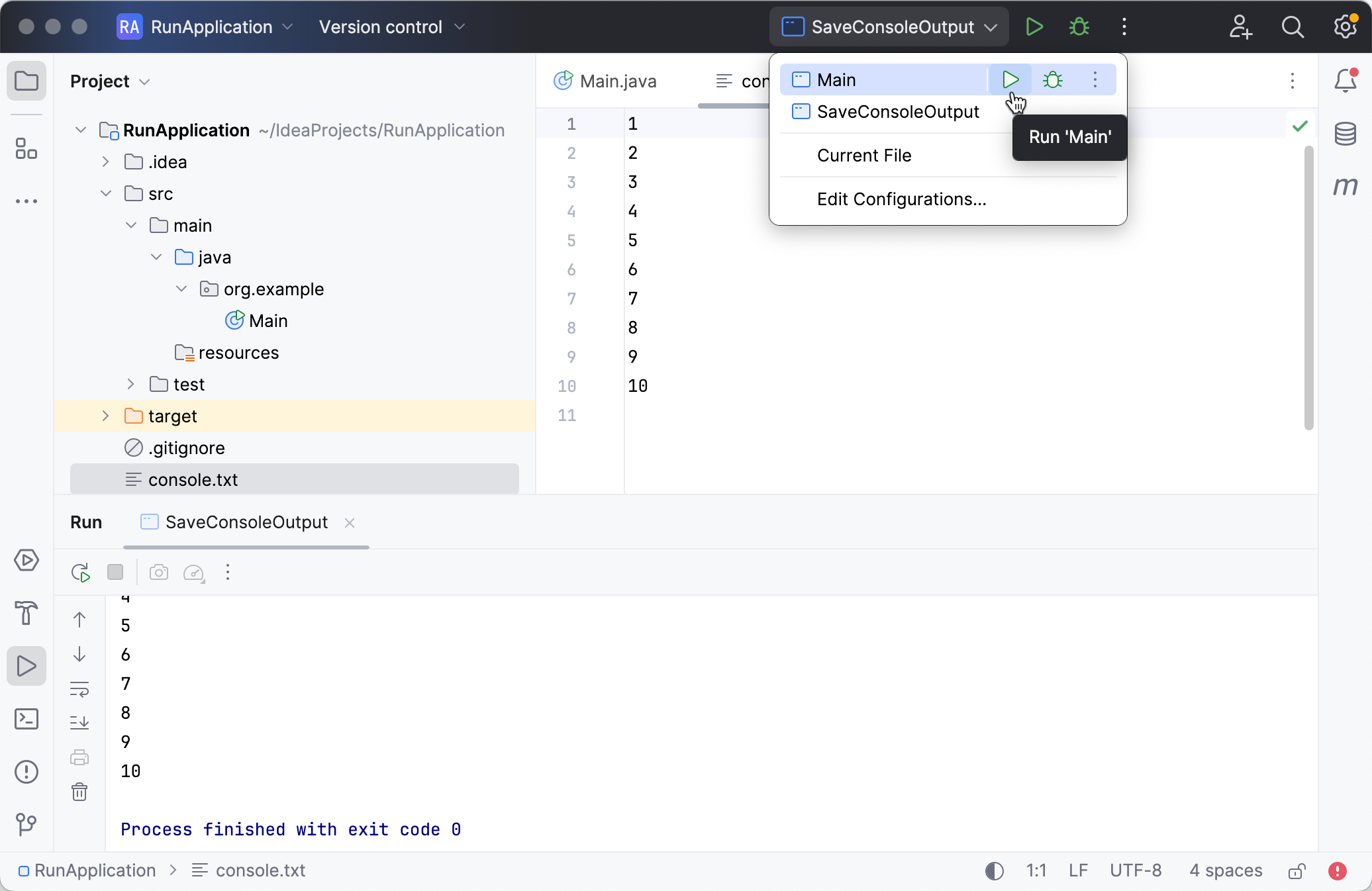 Run widget switcher Run widget switcher