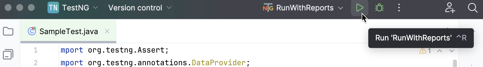 Running configuration that launches tests and generates reports Running configuration that launches tests and generates reports