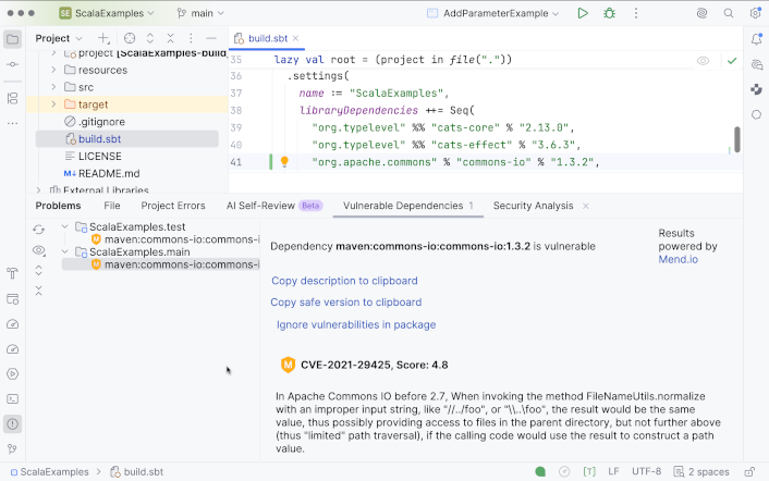 Package Checker vulnerable dependencies view Package Checker vulnerable dependencies view