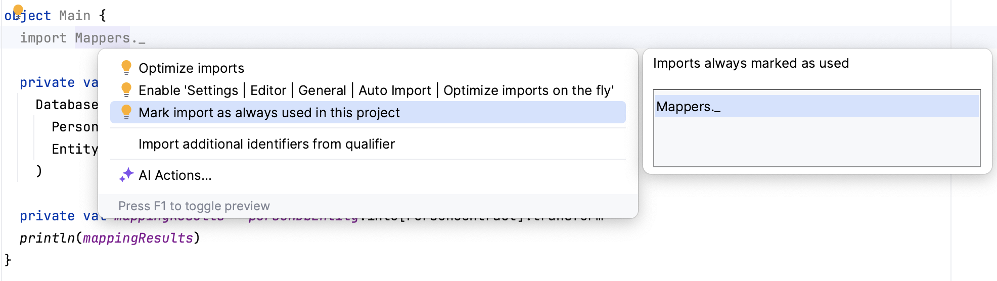 mark import as unused mark import as unused