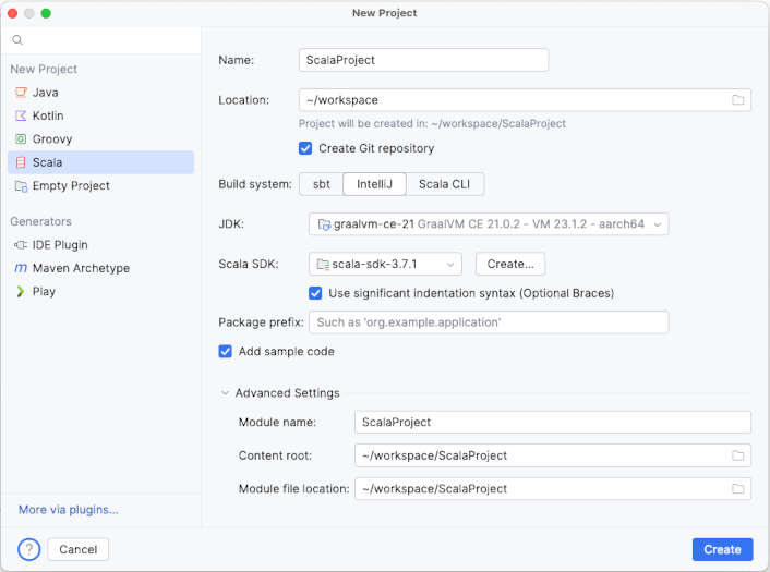 Creating a new Scala project with IntelliJ Creating a new Scala project with IntelliJ