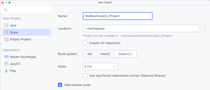 Creating a new ScalaCLI project Creating a new ScalaCLI project