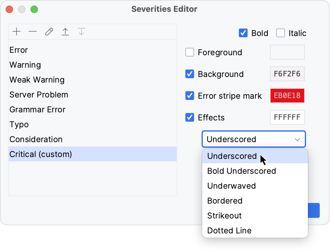创建新的严重性 创建新的严重性