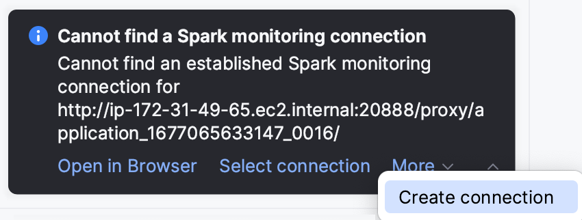 Create Spark connection notification Create Spark connection notification