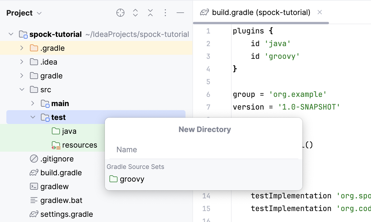 Add a Groovy test folder Add a Groovy test folder