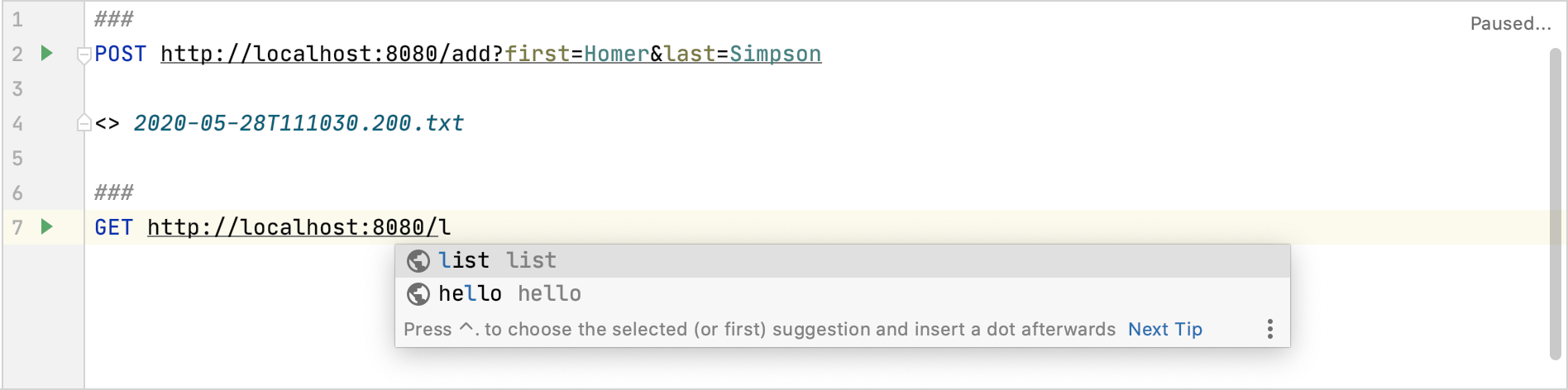 HTTP request file completion HTTP request file completion