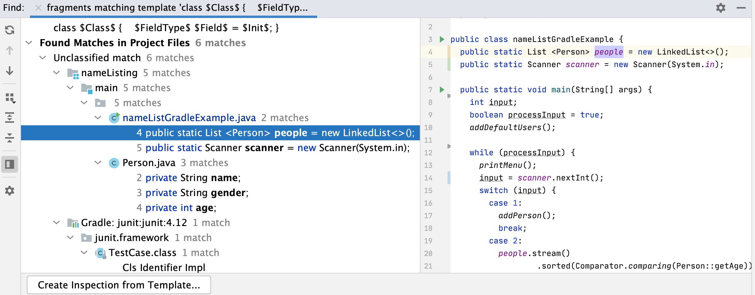 Find tool window: search results Find tool window: search results