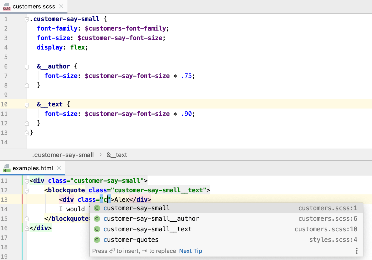Sass 和 SCSS 选择器的补全 Sass 和 SCSS 选择器的补全