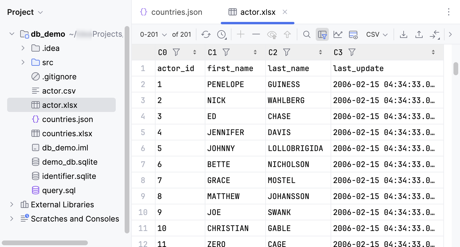 Excel 文件的内容显示在数据编辑器中 Excel 文件的内容显示在数据编辑器中