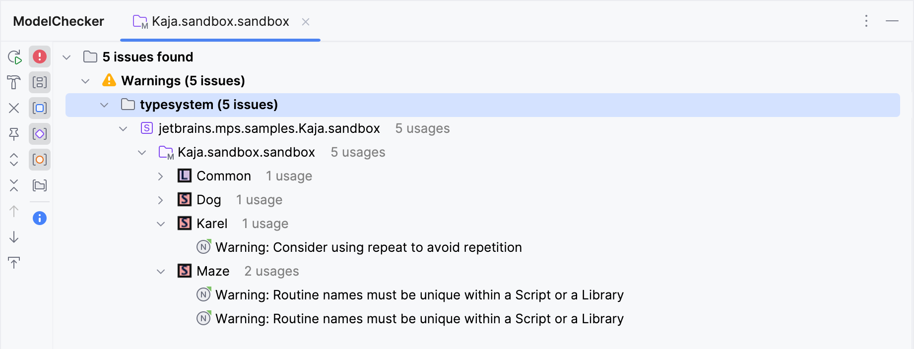 A report with the typesystem category A report with the typesystem category