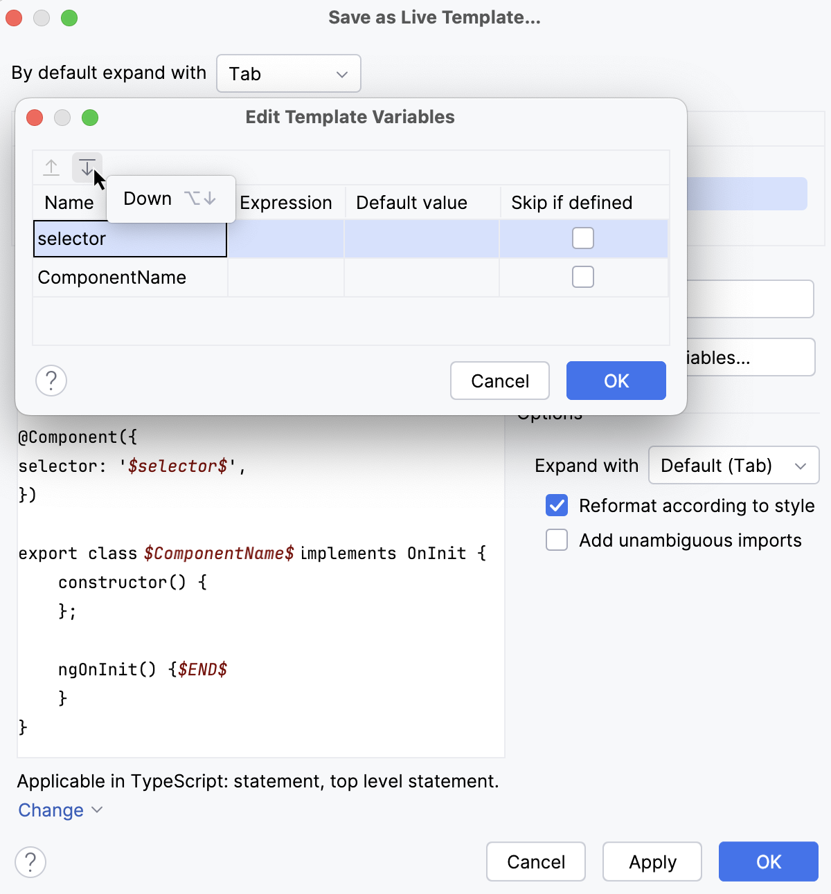 Change the order of variables Change the order of variables