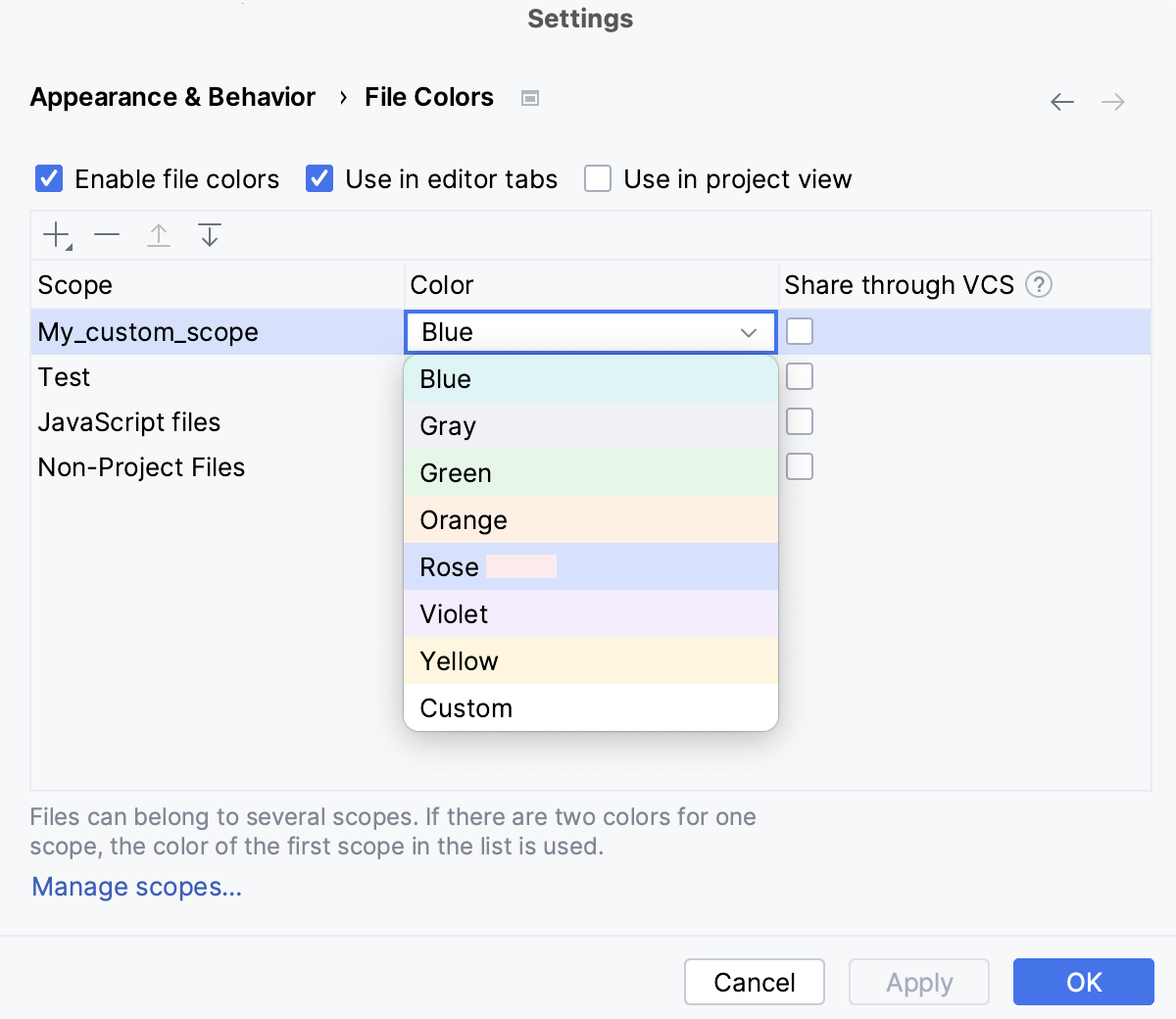Picking another color for a custom scope Picking another color for a custom scope