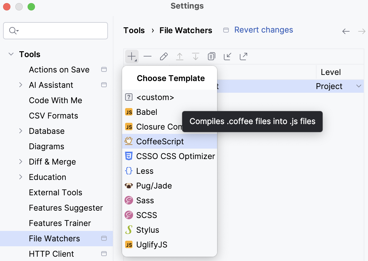 Create a CoffeeScript File Watcher