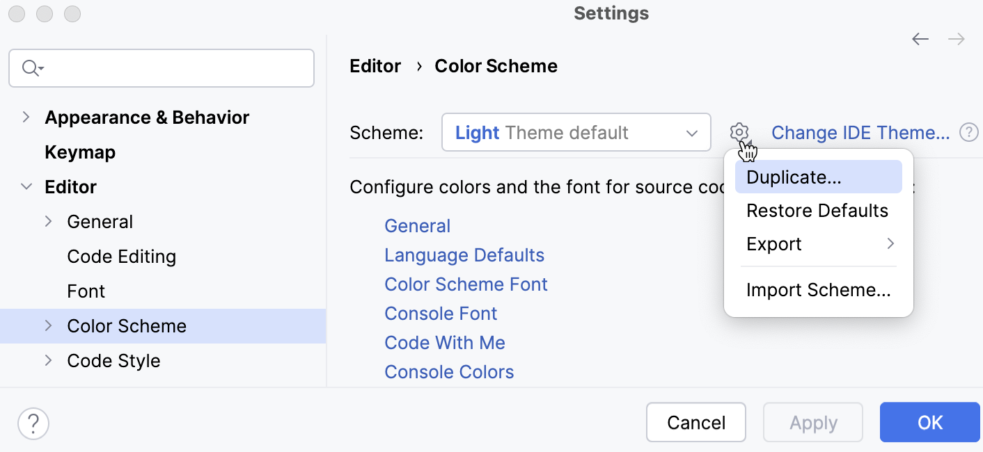 Duplicate a color scheme Duplicate a color scheme