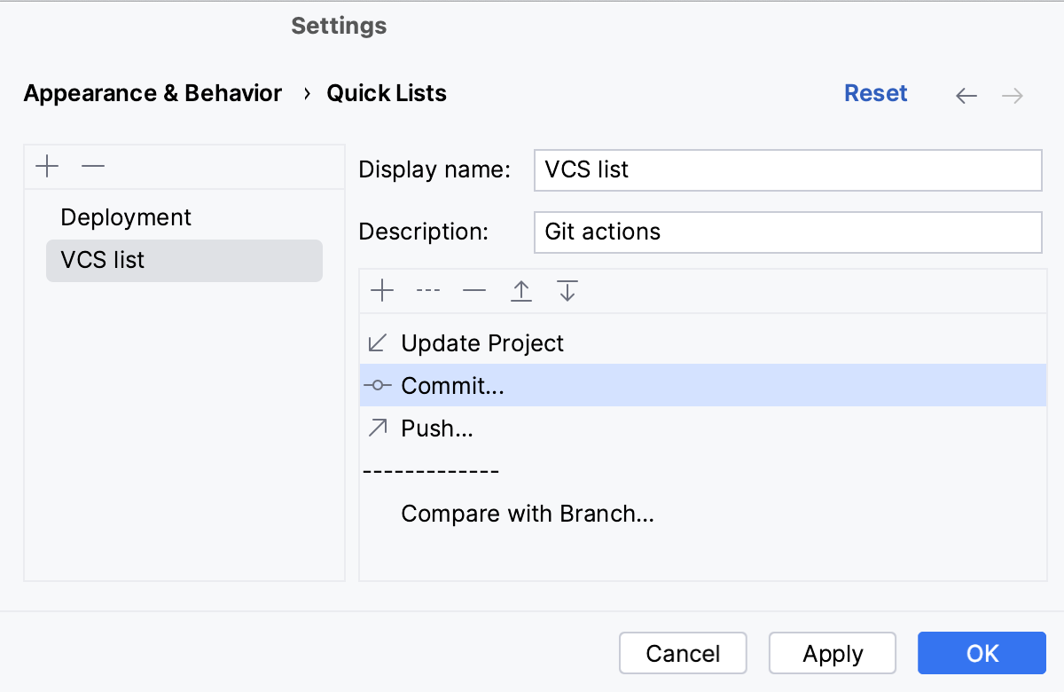 Creating a quick list Creating a quick list