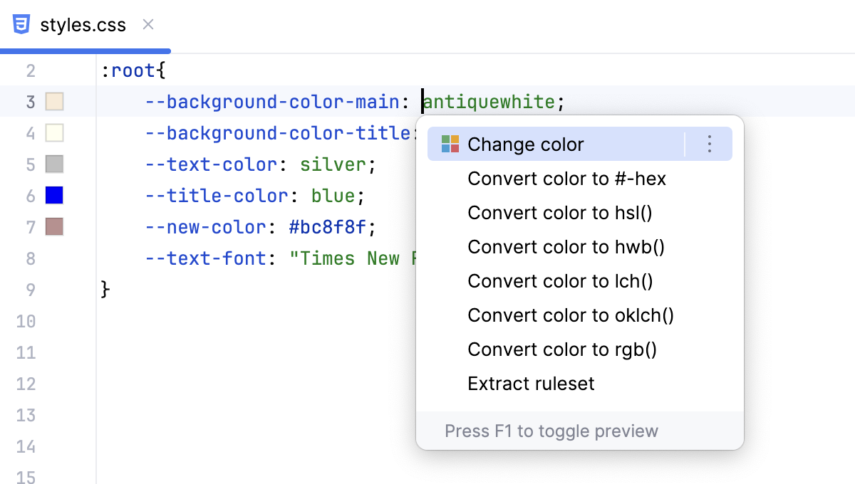 Change color - context menu