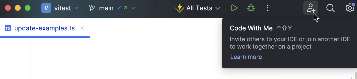 Code With Me icon on the toolbar Code With Me icon on the toolbar