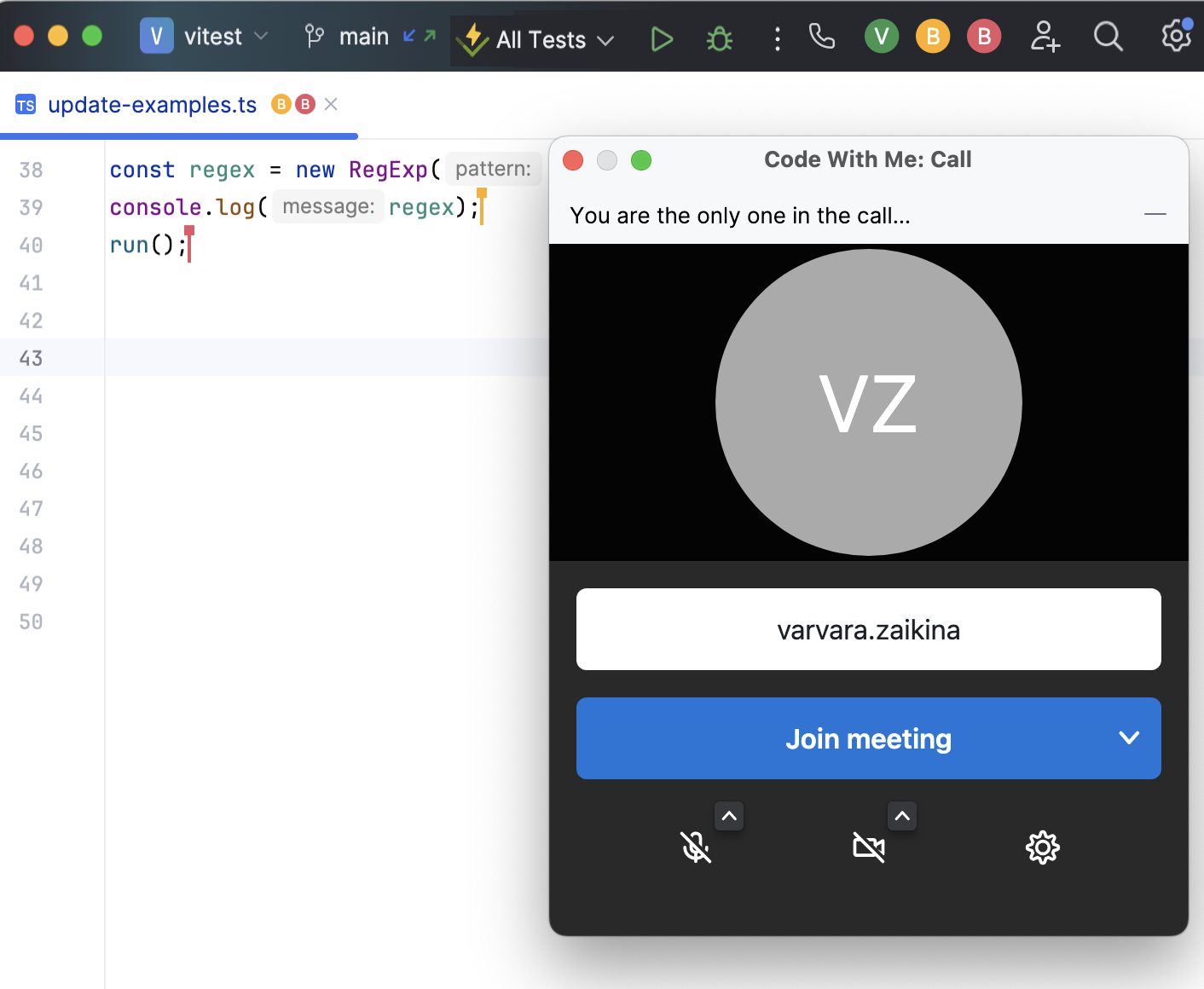 Joined session: editor and the main toolbar Joined session: editor and the main toolbar