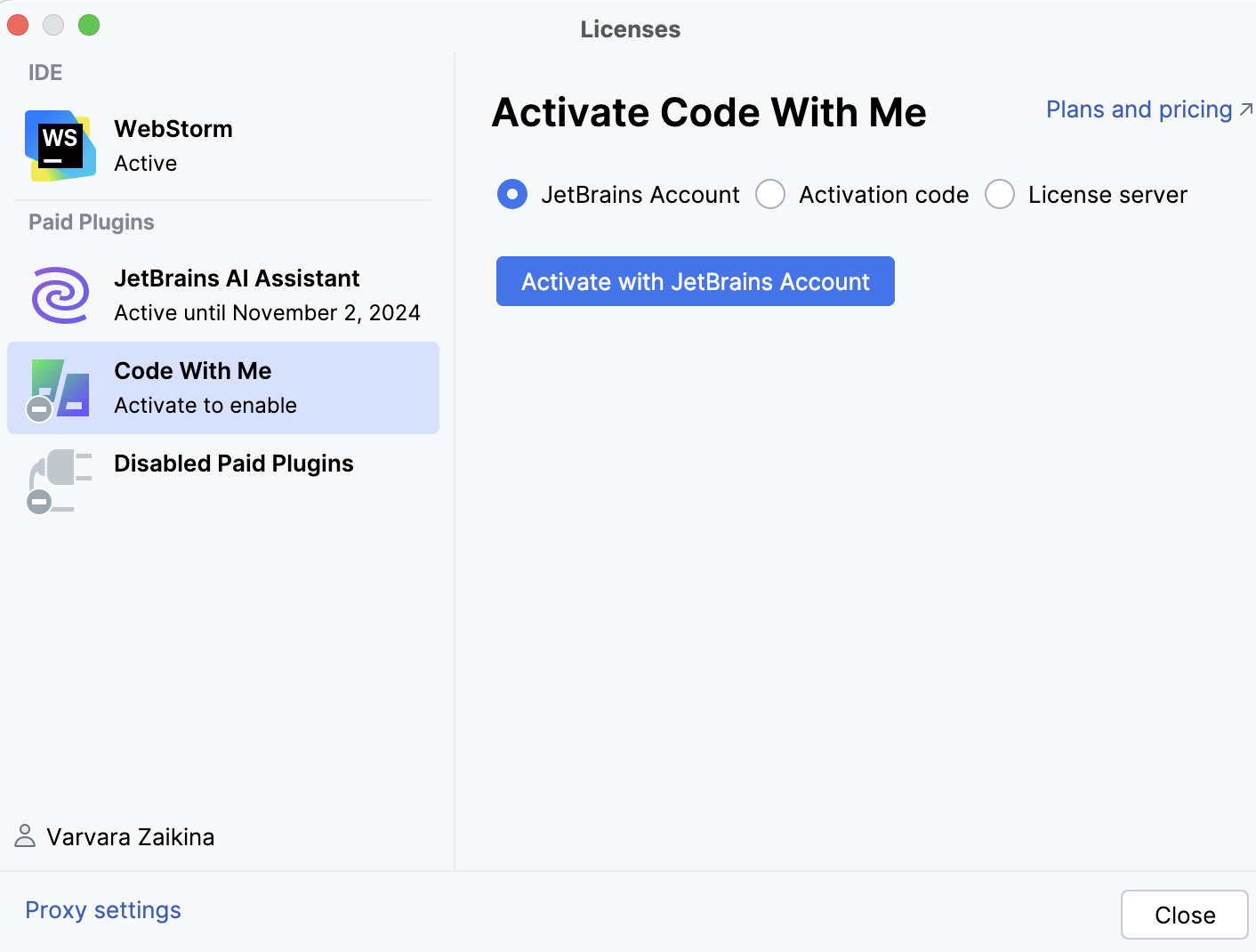 The License Activation dialog The License Activation dialog