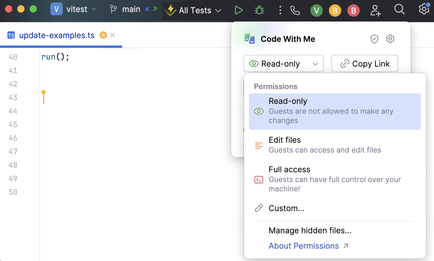 Open Permissions dialog Open Permissions dialog
