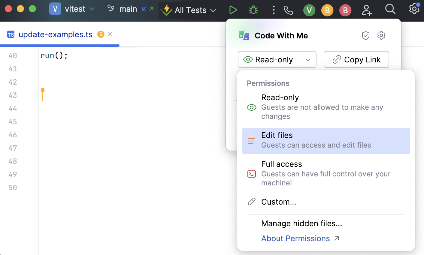 Edit files permissions Edit files permissions