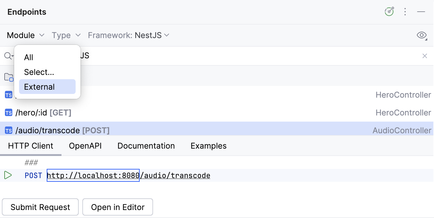 Endpoint tool window: filter by module Endpoint tool window: filter by module