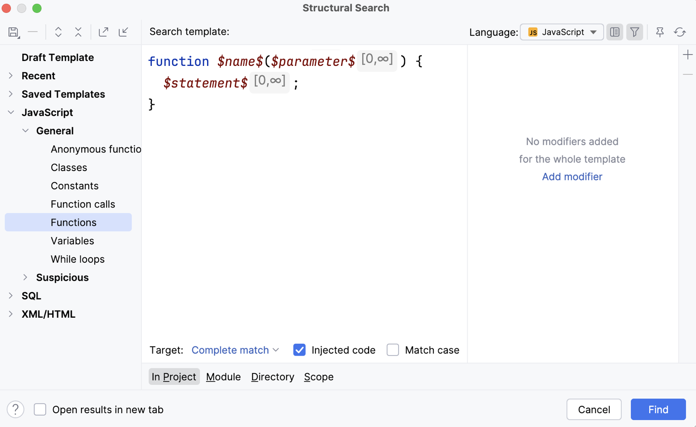 the Existing Templates dialog