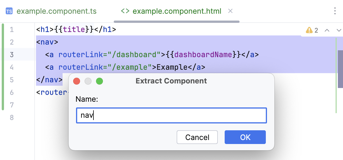 Extract an Angular component from a template Extract an Angular component from a template