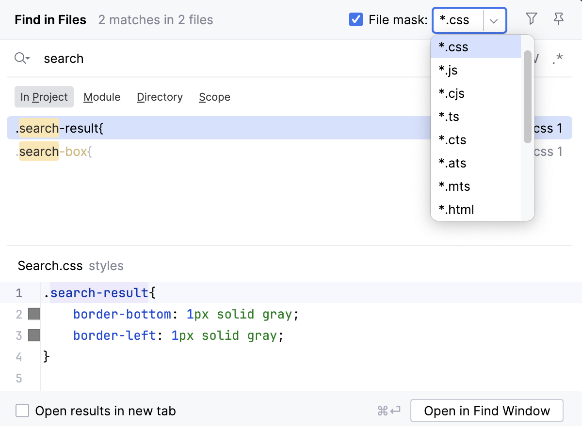 File mask search File mask search