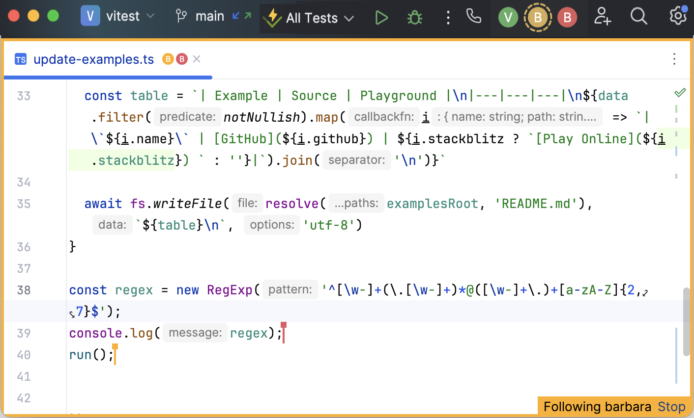 Following another participant Following another participant