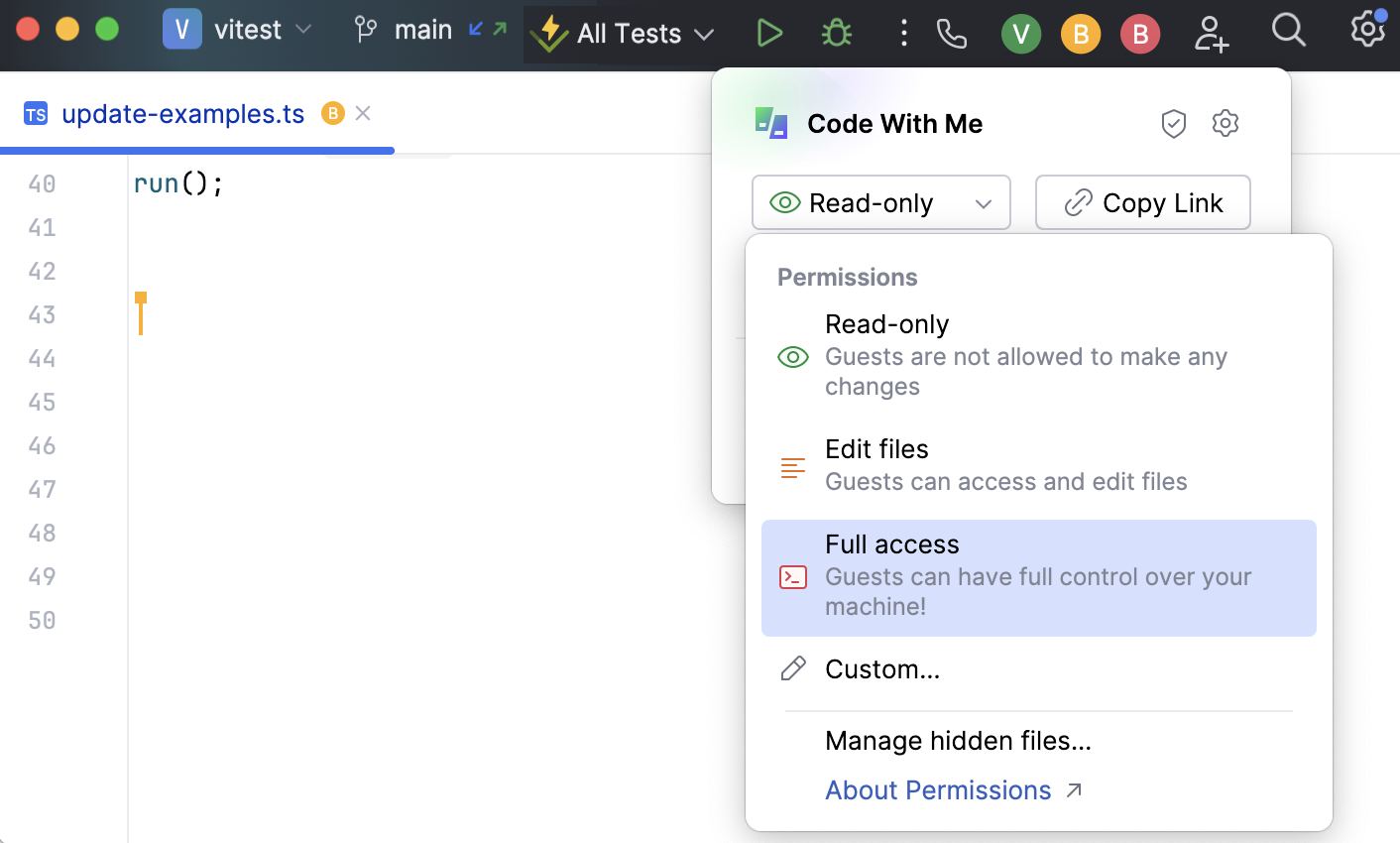 Full access permissions Full access permissions