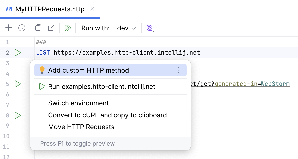 Add a custom HTTP method Add a custom HTTP method