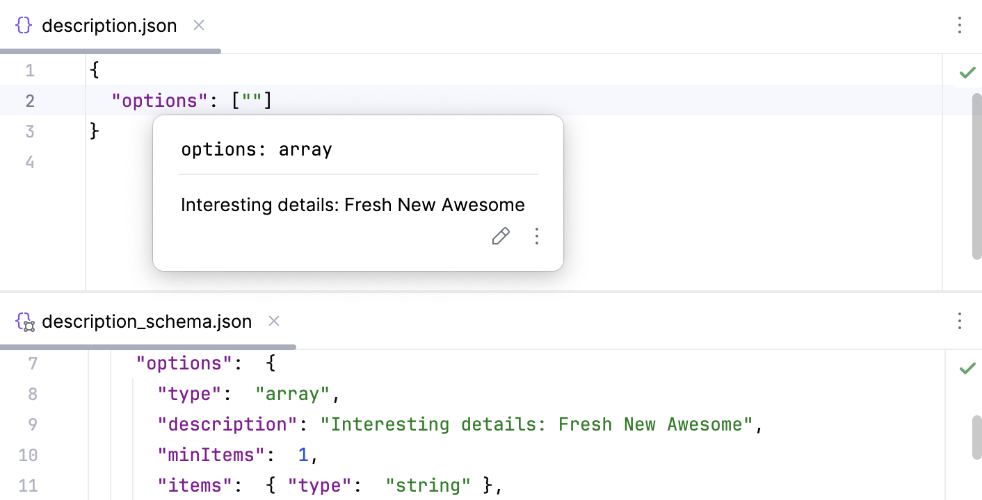 文档中没有带有 description 属性的 JSON schema 定义的格式化 文档中没有带有 description 属性的 JSON schema 定义的格式化