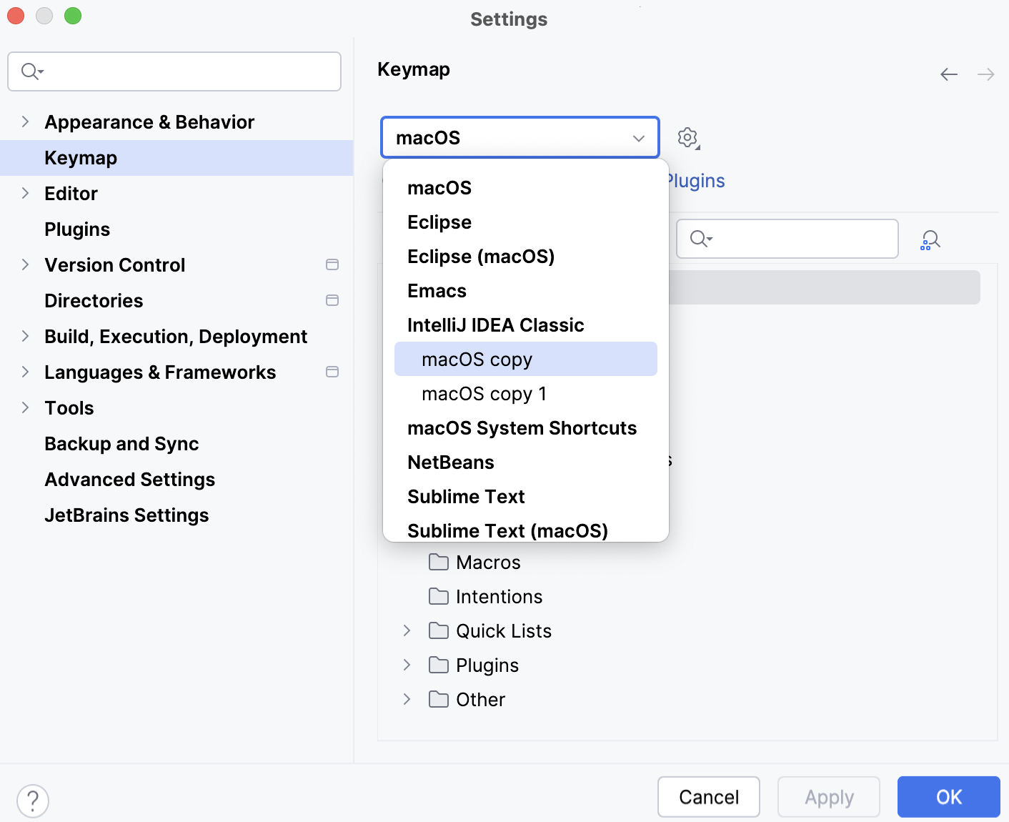 Keymap settings Keymap settings