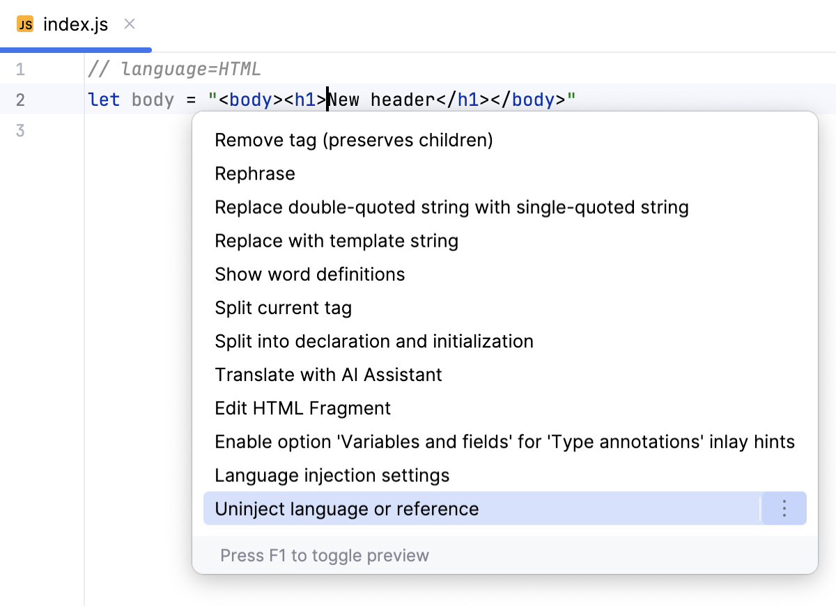 Cancel language injection Cancel language injection
