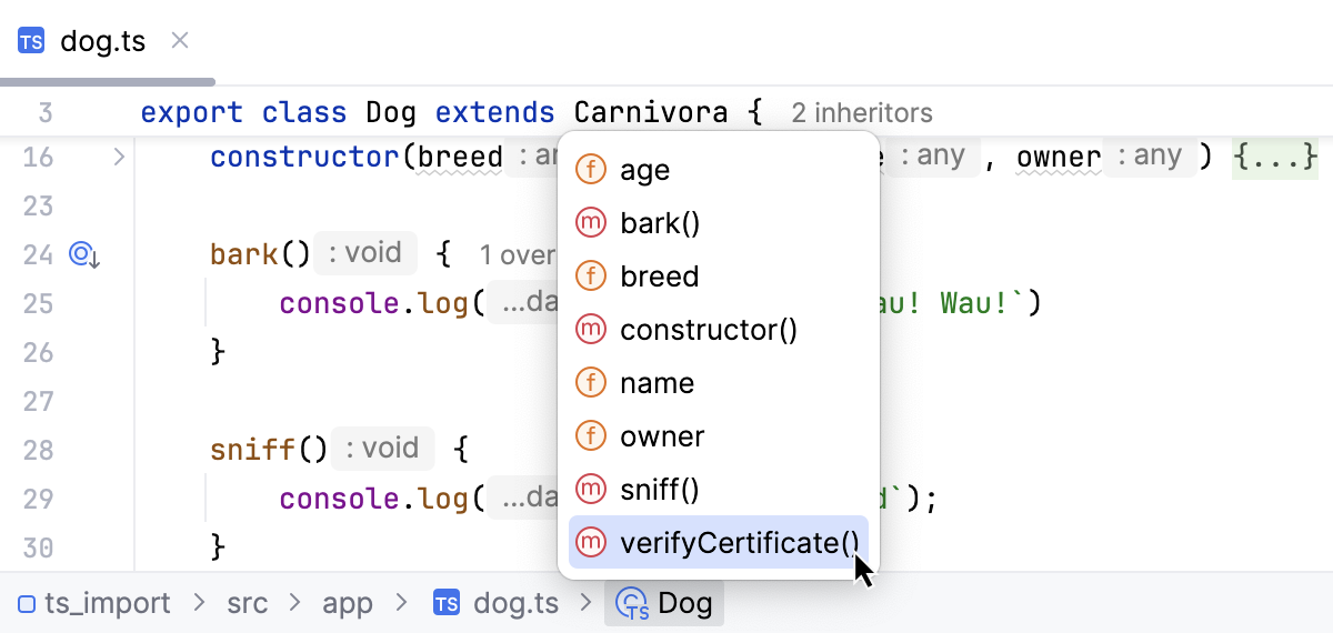 Navigation bar: list of methods Navigation bar: list of methods