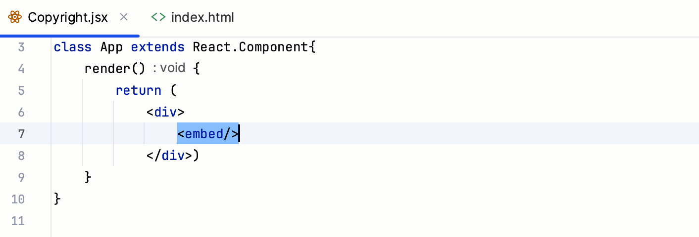 将 HTML 转换为 JSX：关闭单标签