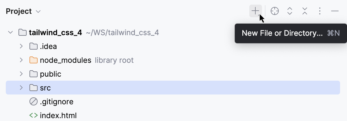 Add files from Project tool window toolbar Add files from Project tool window toolbar