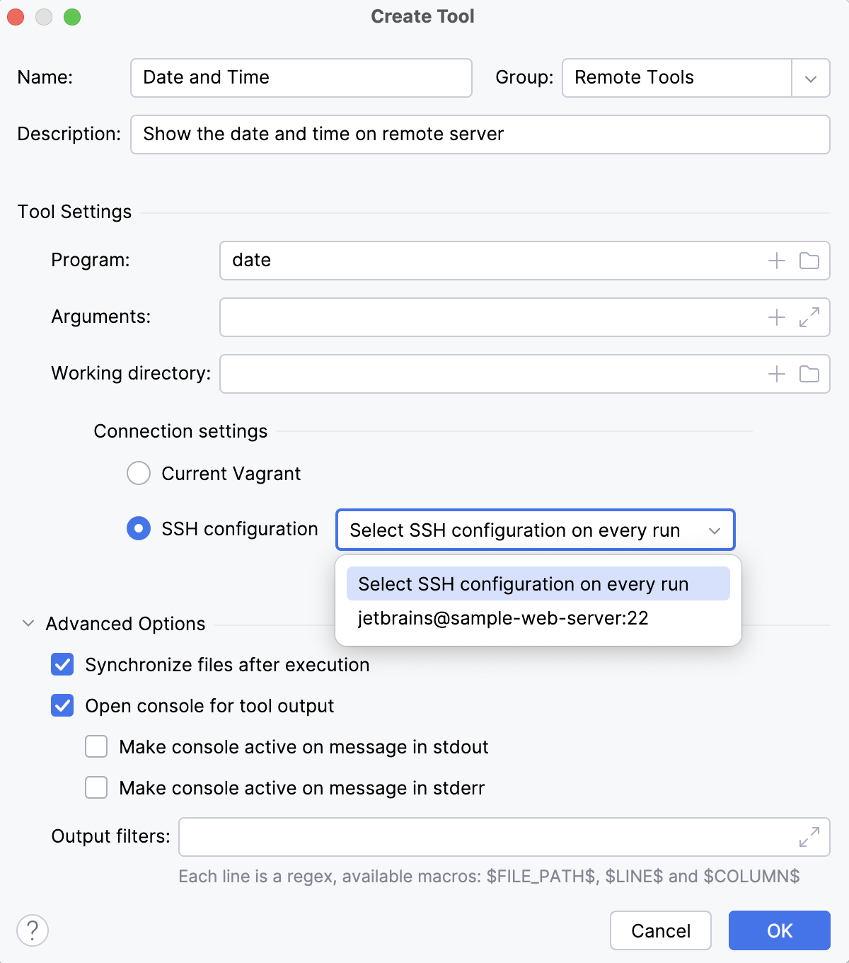 Adding a remote external tool Adding a remote external tool