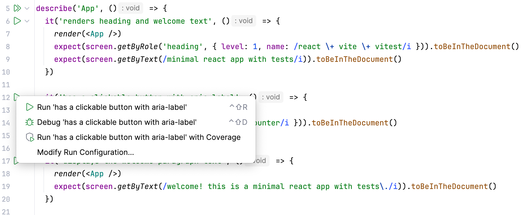 Run single test from the editor Run single test from the editor