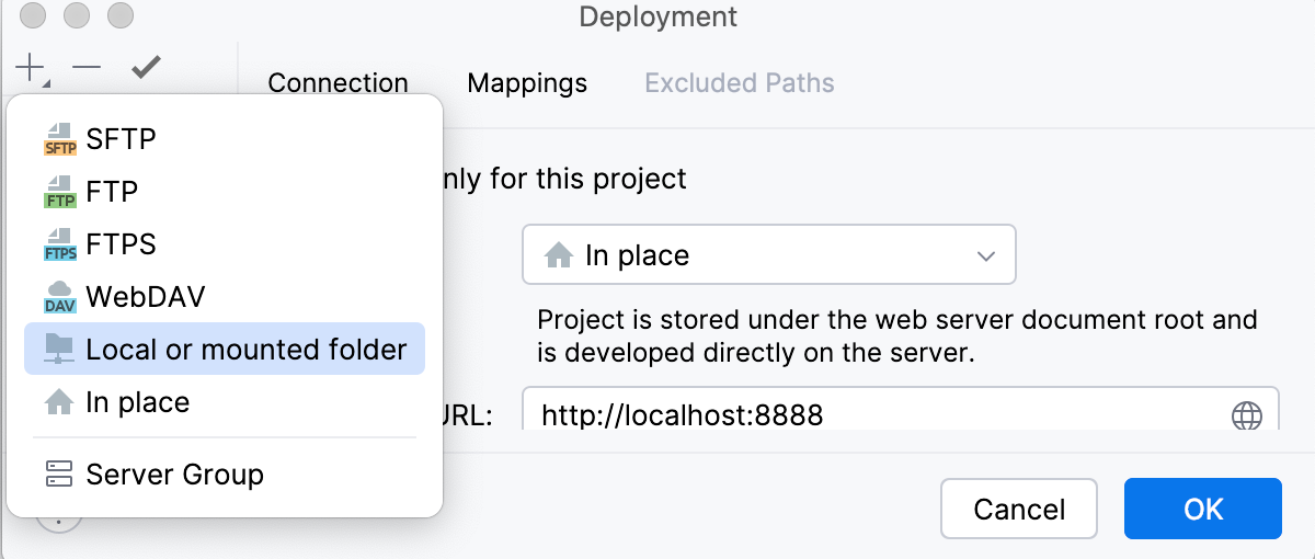 Add a server: Local or mounted folder Add a server: Local or mounted folder
