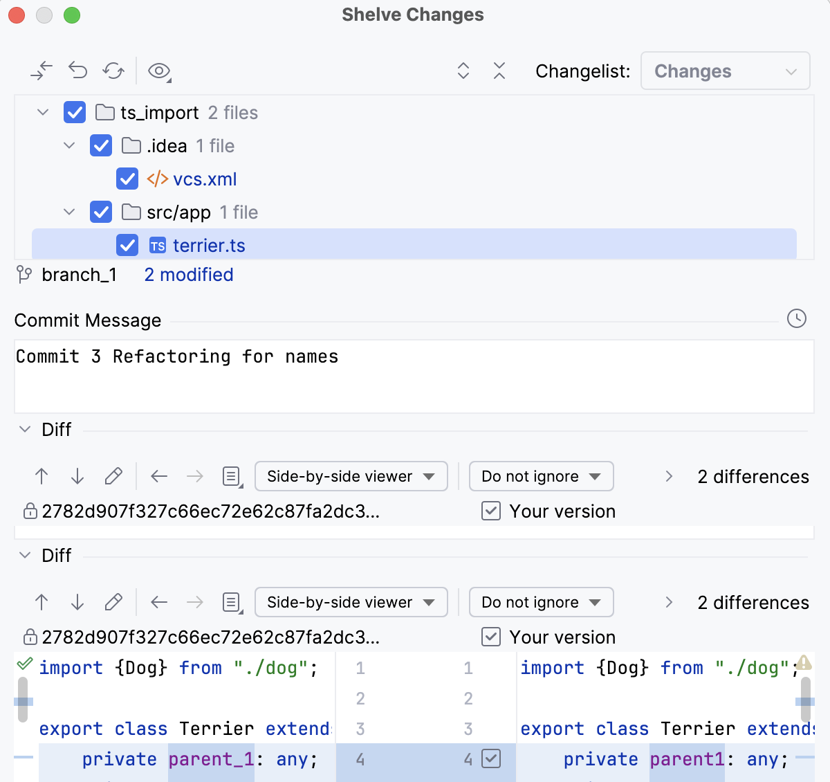 Shelve dialog Shelve dialog