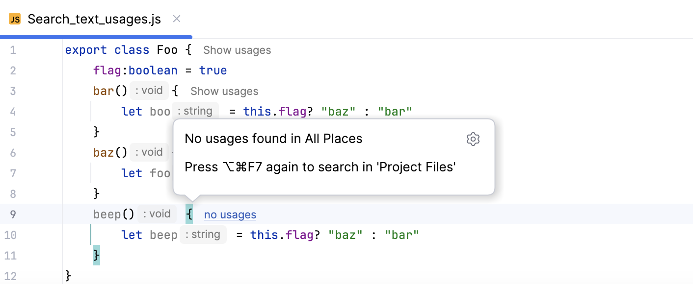 No usages found: inlay hint and tooltip No usages found: inlay hint and tooltip