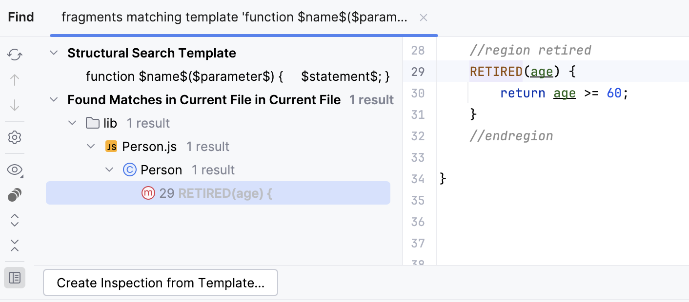 Find tool window results